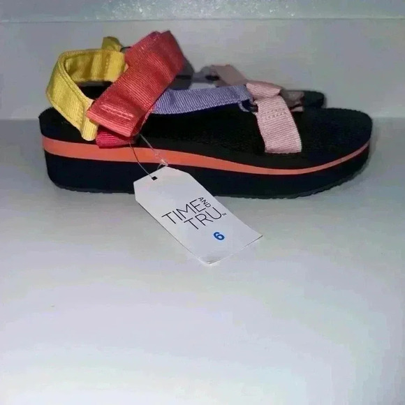 NWT! Time and Tru Platform Sole Sandals (Size 6) Multicolor - Picture 6 of 12